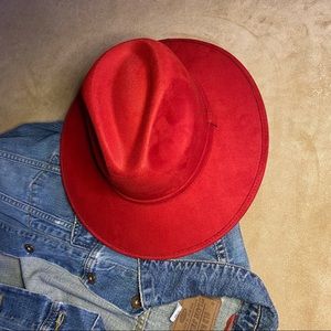 New Panama hat, western, red hat, boho, festival hat
